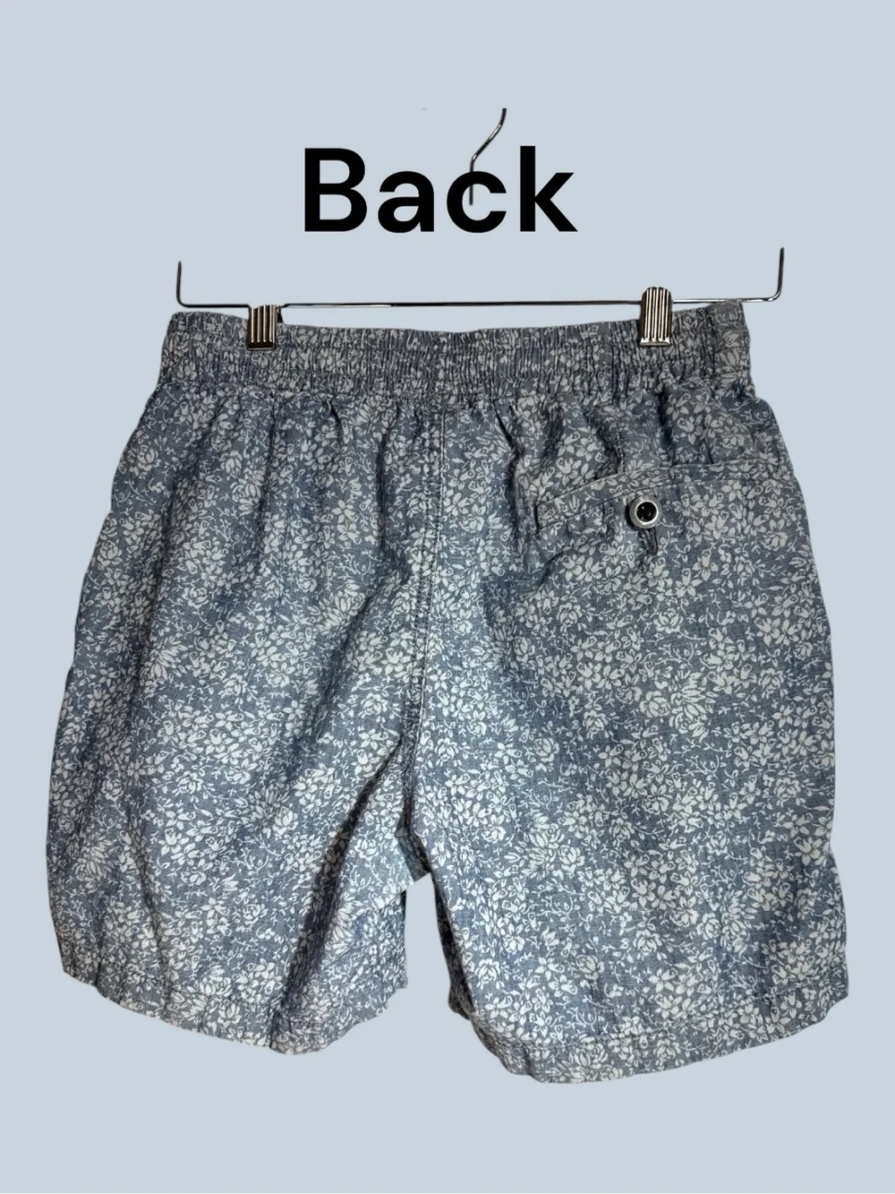 J Crew Denim Blue Flower Pattern Drawstring Swim Shorts Size XS